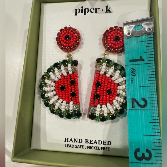 Piper K Hand Beaded fun watermelon earrings 🍉🍉 add some fun& flare to any outfit - Picture 3 of 8